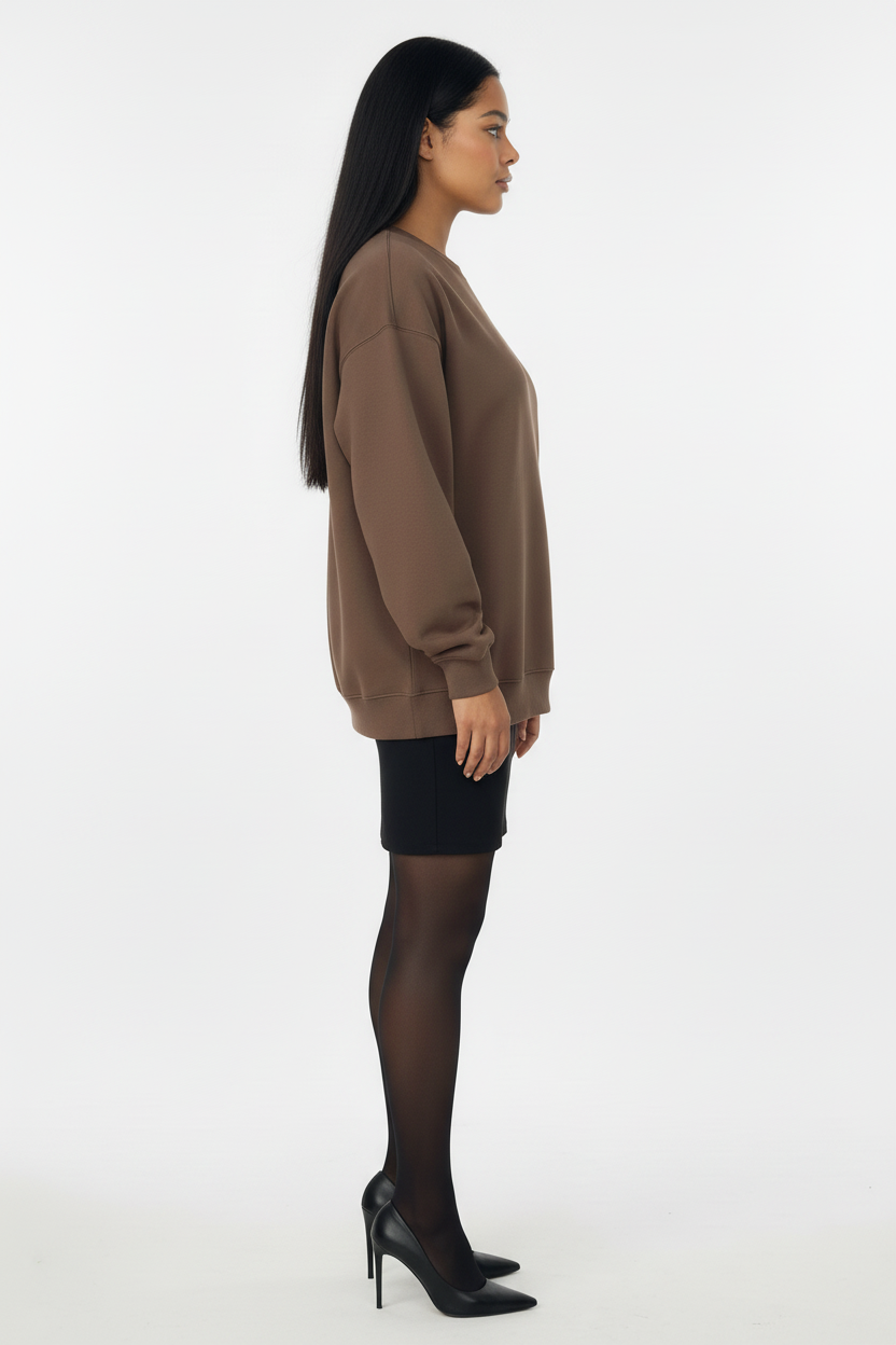 Heavy Oversized Fleece Embroidered Sweatshirt