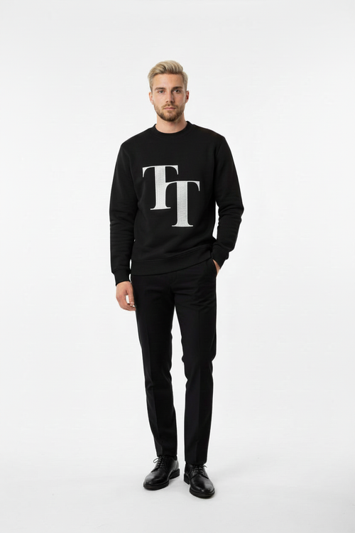Front - Black Sweatshirt with Embroidered TT